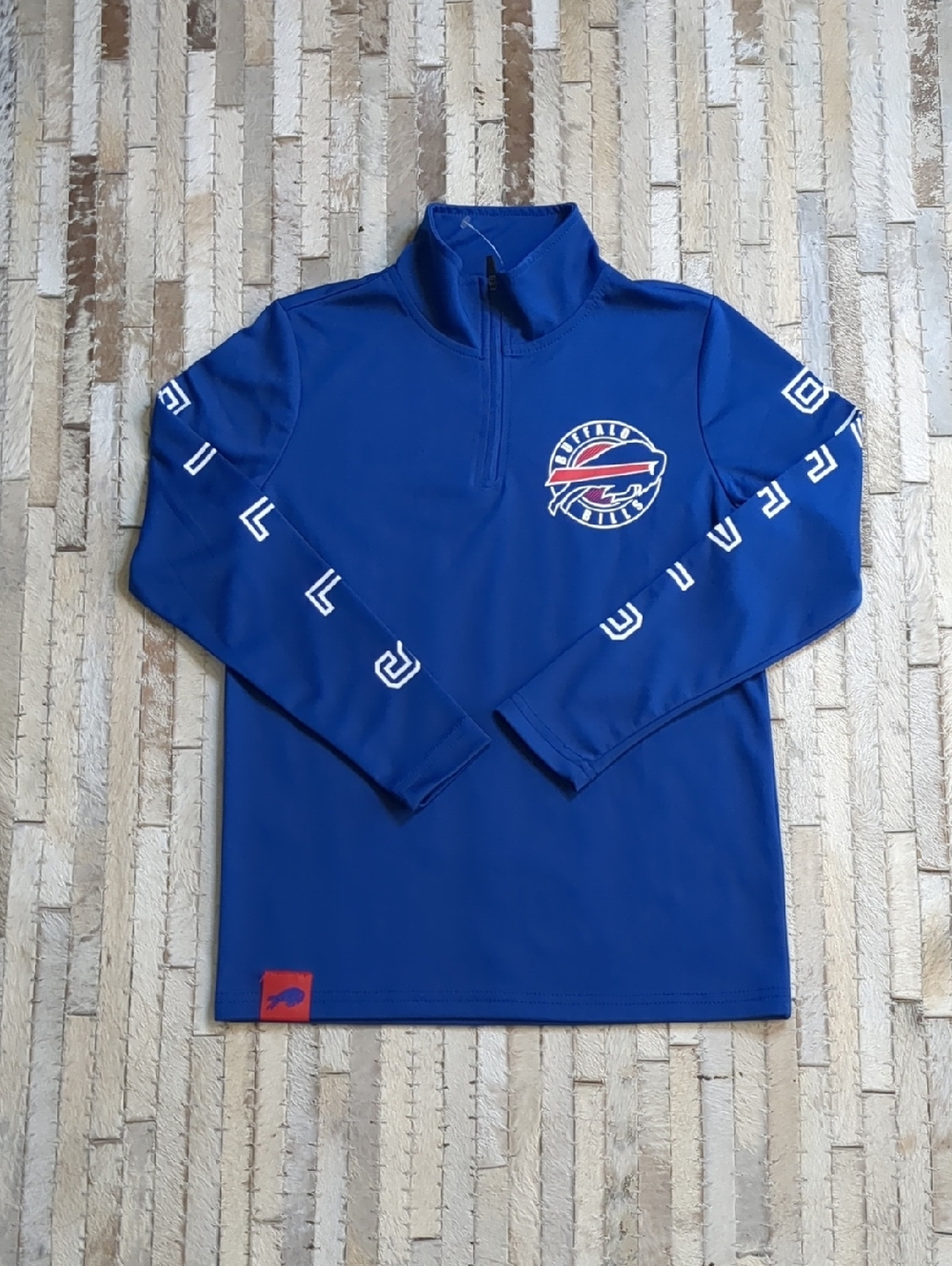 NFL Team Apparel Kids Size 8 Buffalo Bills Blue Long Sleeve Quarter Zip NWOT